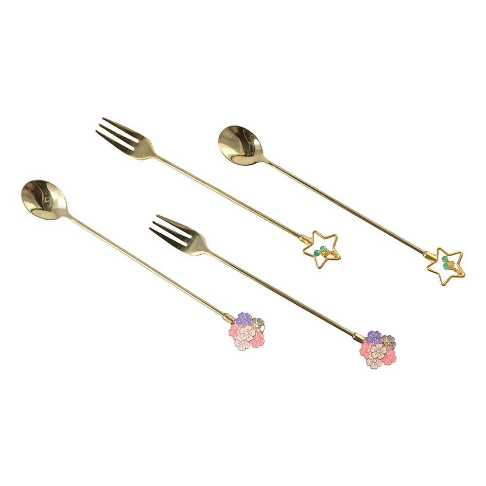 Steel Dessert Mixing Milkshake Kitchen Supplies Fruit Fork Tableware Teaspoon Coffee Spoons