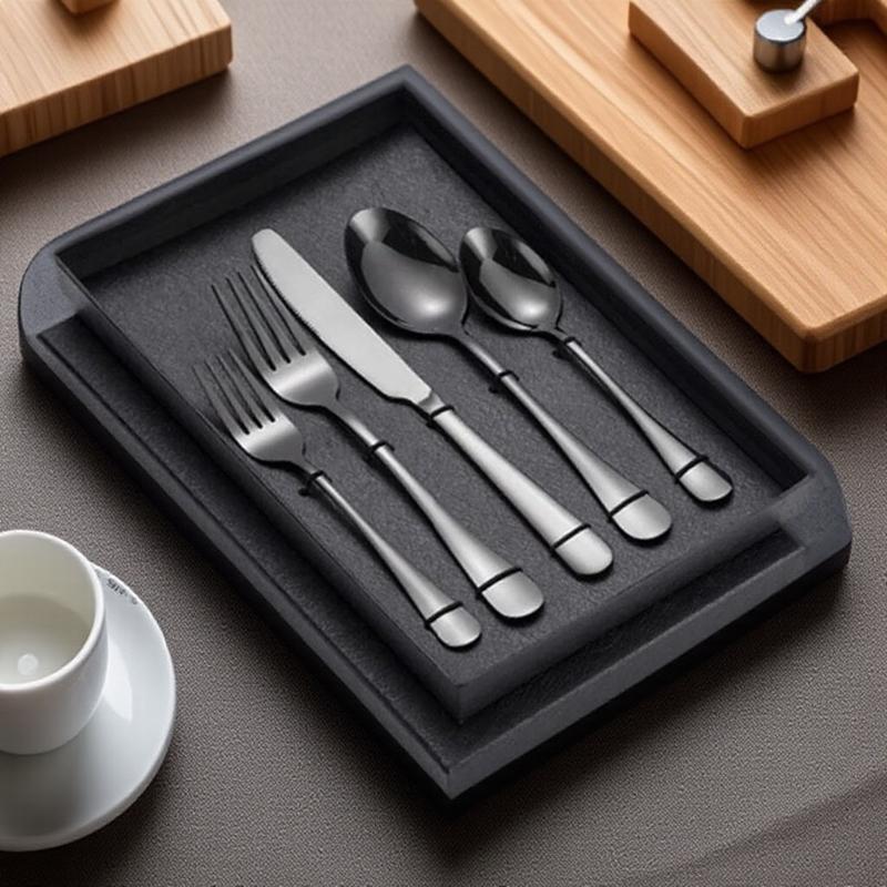 Premium 5-Piece Stainless Steel Flatware Set with Gift Box for Elegant Travel Camping Cutlery Home Wedding Use
