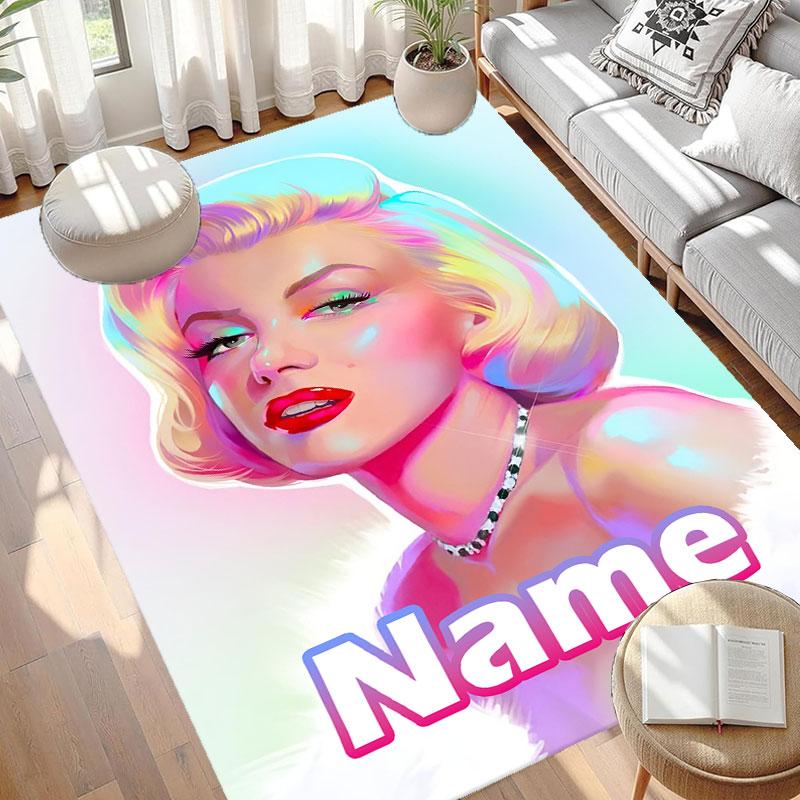 Custom Name Personalized Marilyn Monroe Print Carpet, Versatile Home Decor Rug, for Playroom, Apartment, Balcony, Entryway, Hallway Gift