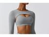 Women's Two-Piece Yoga Set: Sexy Crop Top with Built-in Bra & Thumbholes for Outdoor Sports