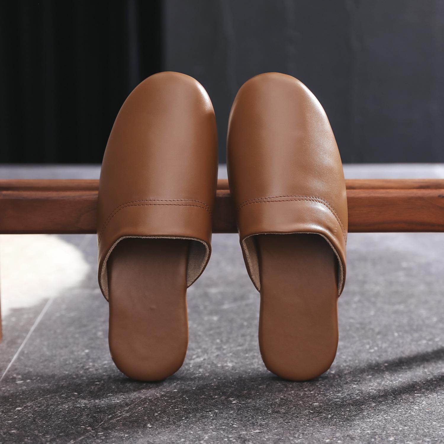 

Модные мужские осенние домашние тапочки большого размера, унисекс, из натуральной кожи, удобные комнатные тапочки на плоской подошве 43-44