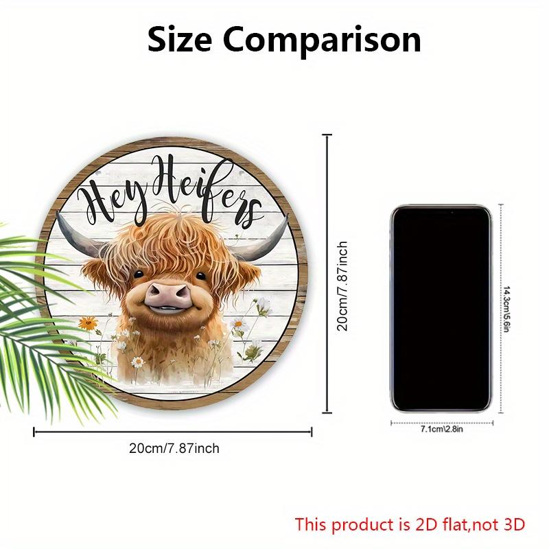 Wooden Welcome Sign with Highland Cattle Design - Rustic Decorative Plaque for Farmhouse, Front Door, Porch, Holiday Decorations