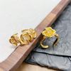 Medieval Vintage Brushed Camellia Zir*****Pen Ring Gold Flower Niche Stacked High-End Ring