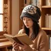 Women S Vintage Rose Embroidery Knitted Beanie Hat Korean Style Warm Winter Hat