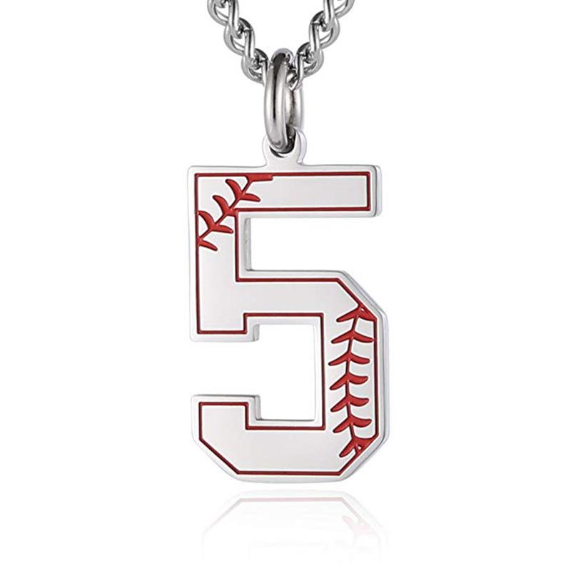 INS trendy stainless steel European and American fashion outdoor digital baseball necklace men's accessories titanium steel pendant