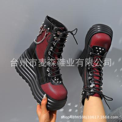 Large Size Women's Shoes Autumn and Winter Martin Boots Lace-up Muffin Platform Short Boots Round Head Fashion Women's Boots