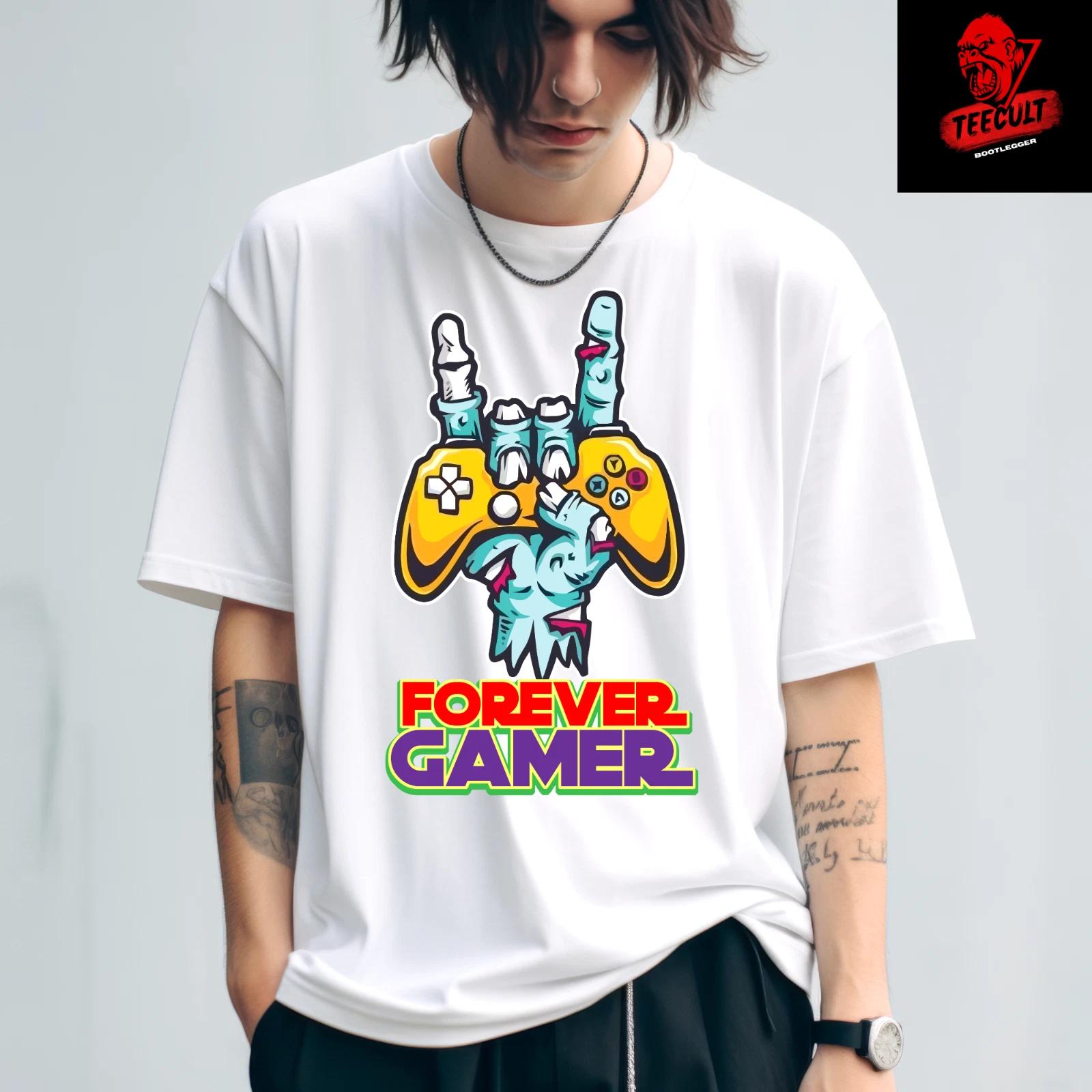 Men s and Women s T-shirts Forever Gamer 90 s Retro Video Gamer Tee | Unisex Heavy Cotton L