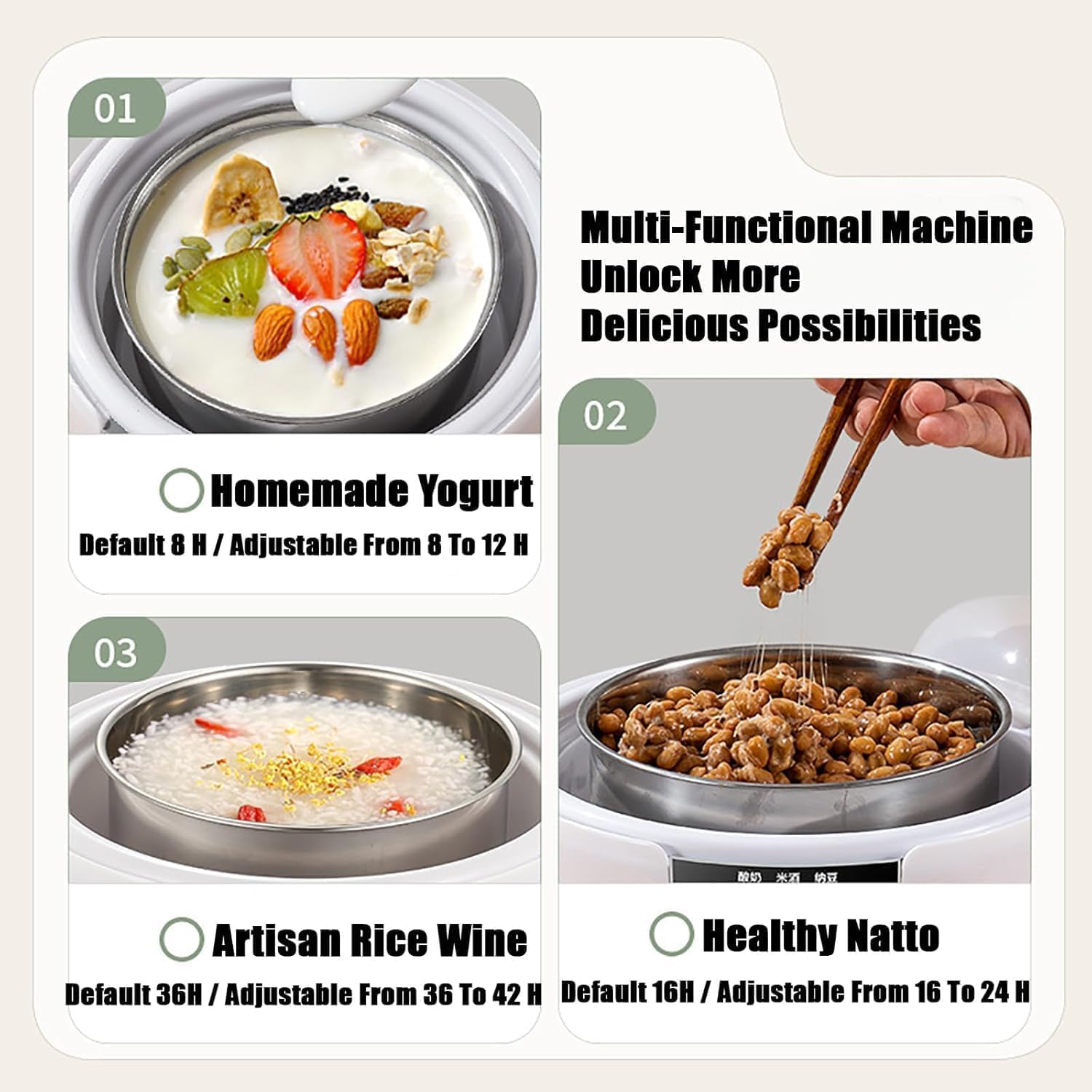 

Йогуртница на 36 часов, Автоматическая цифровая машина для приготовления йогурта, ЖК-дисплей с постоянной температурой, Машина для приготовления йогурта с A