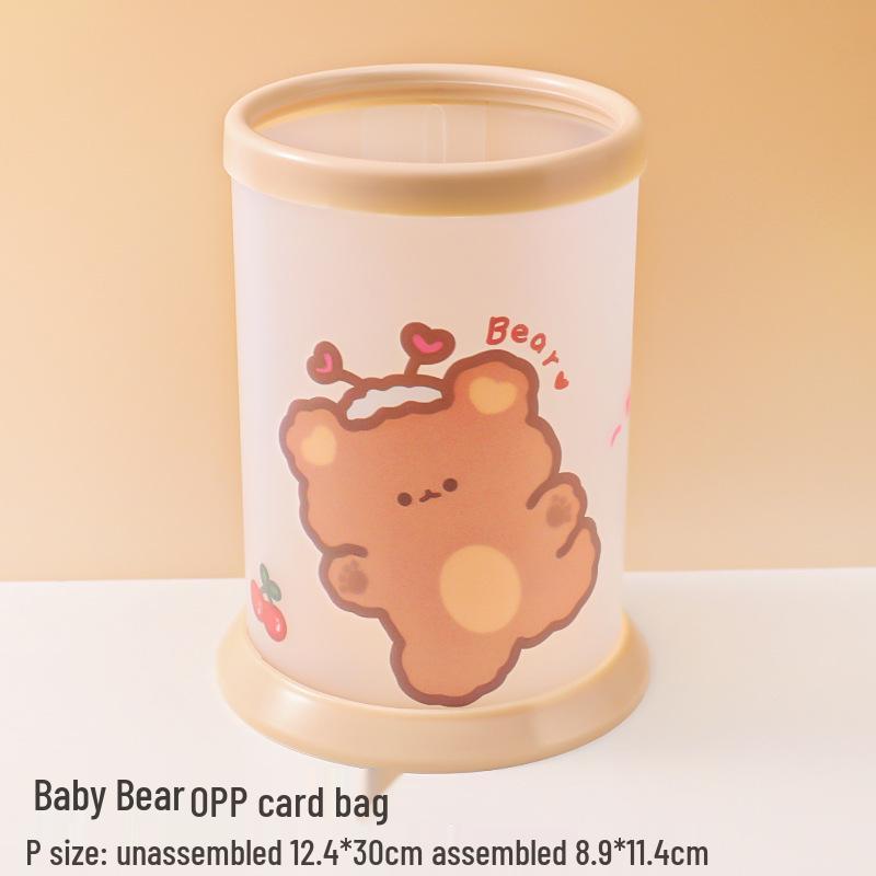 Cartoon Round Folding Pen Holder - Creative Desk Storage for Students & Offices