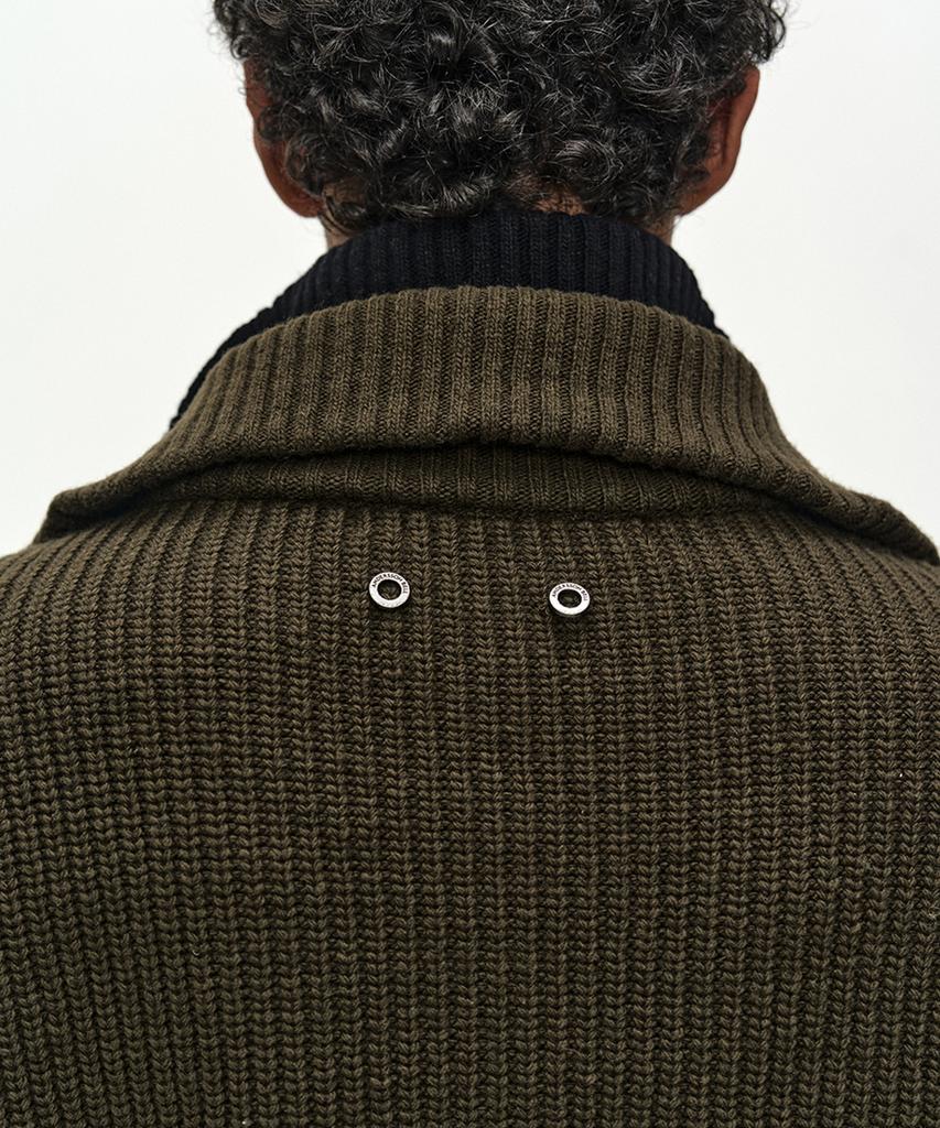 ADSB ANDERSSON BELL Double Layered Quarter Zip-Up Sweater (Khaki/Black)