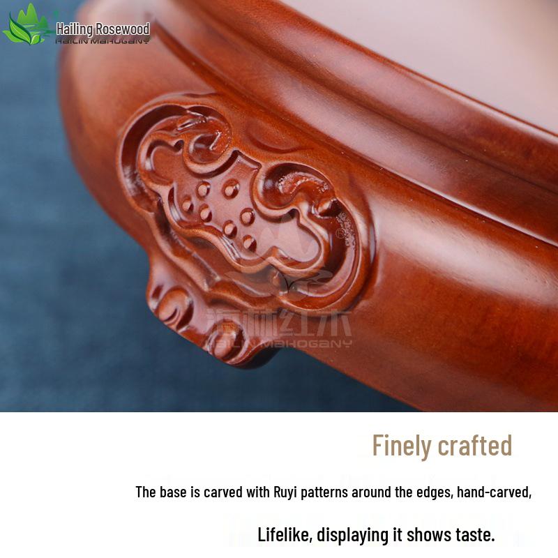 Rosewood Carved Flower Arrangement Bonsai Vase with Ebony Buddha Statue Holder.