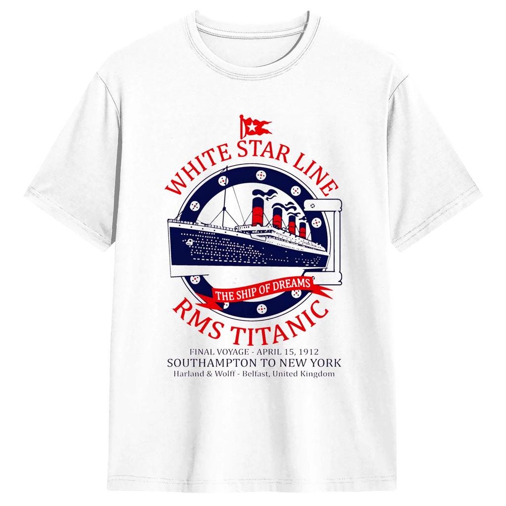 White Star Line Titanic Cotton T-Shirt For Man Summer Streetwear T Shirts Harajuku Tee Shirt P