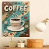 Pearl Painting DIY Kit Coffee Cup Theme Frameless Shiny Bead Canvas Creative Craft for Home Wall Decor Modern Art Aesthetic Kitchen Room Decoration