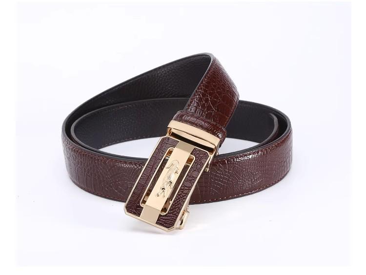 2025 Men's Leather Belt, Automatic Buckle, Crocodile Pattern, Business Casual, Cowhide Waist Belt for Middle-Aged and Elderly.