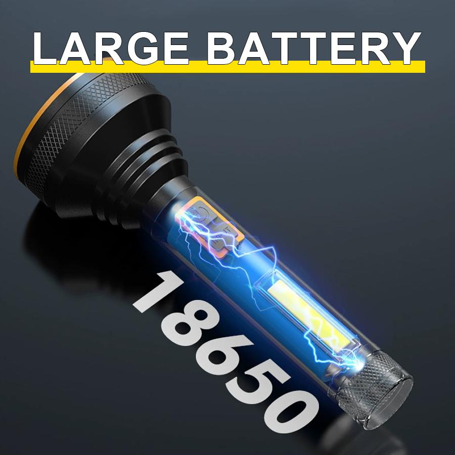Strong Light Led Flashlight with Cob Side Light Portable Type-C Rechargeable Torch Aluminum Lantern for Patrol Camping Hiking