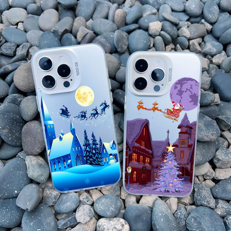 Snowy Mountain Landscape Christmas Phone Case for iPhone 14 13 12 Mini 11 Pro Max 16 15 Pro Max 14 Plus Shockproof Laser Covers