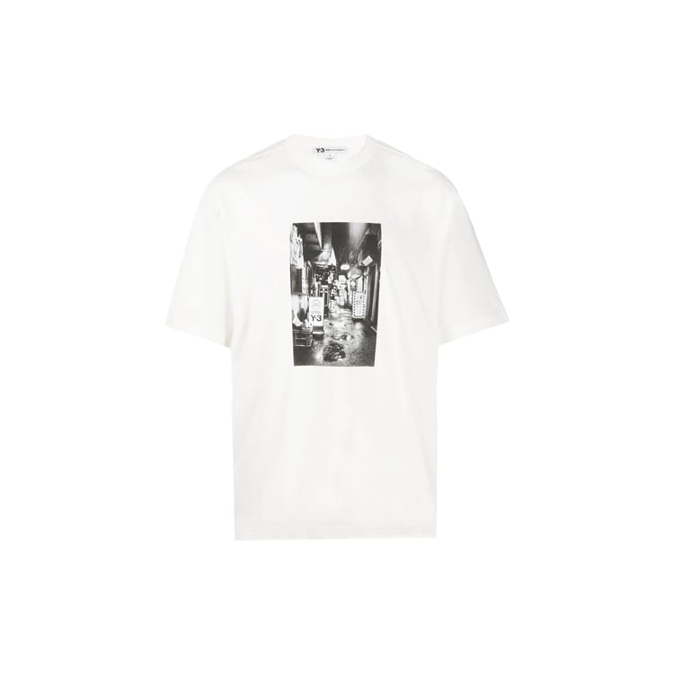 Y 3 T Shirts Men's White Crew Neck Moderate Straight Fit FT1373