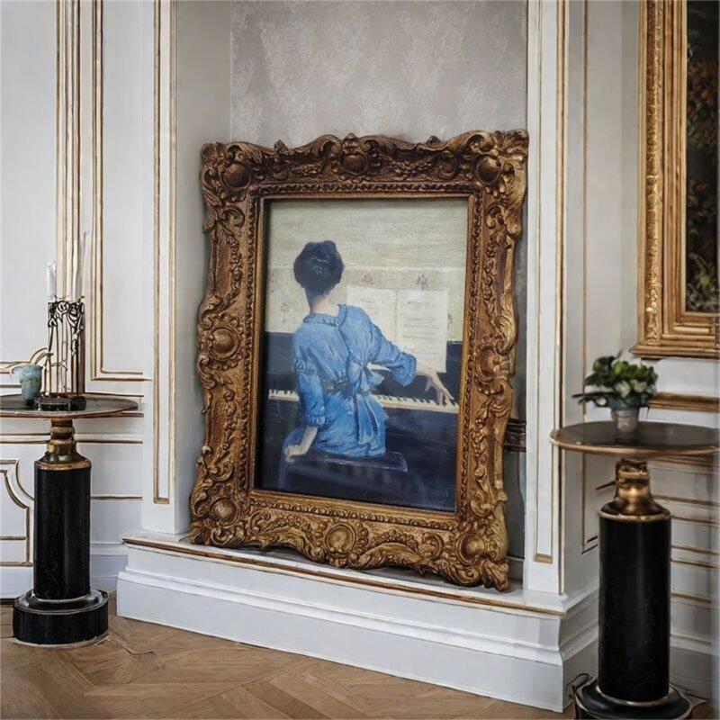 Resins Picture Frame Vintage European Styles Flower Embossed Carvings Photo Frame for Desktop Display or Wall Hanging