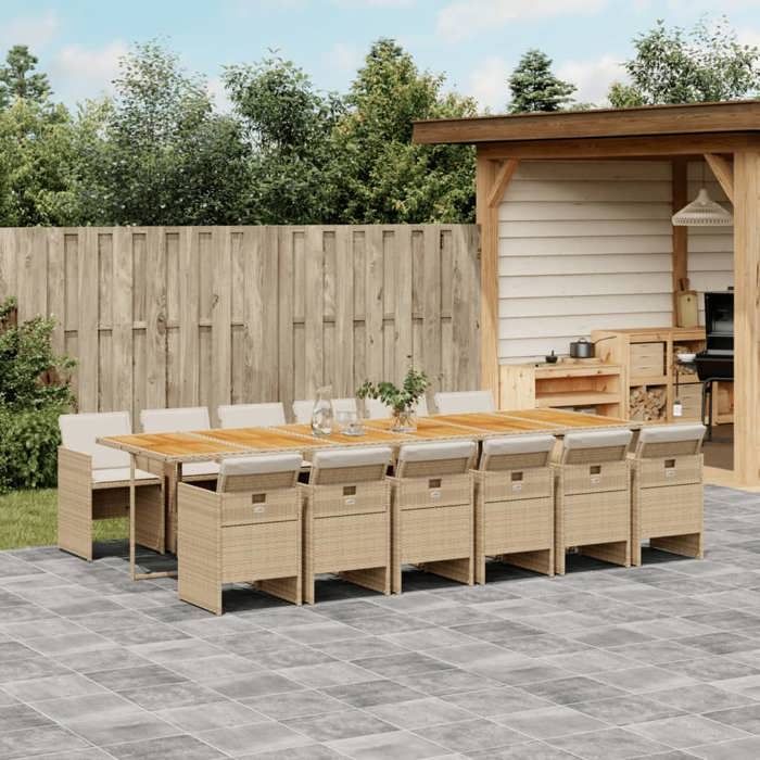 VidaXL Ensemble à manger de jardin et coussins 13 pcs beige 3277719