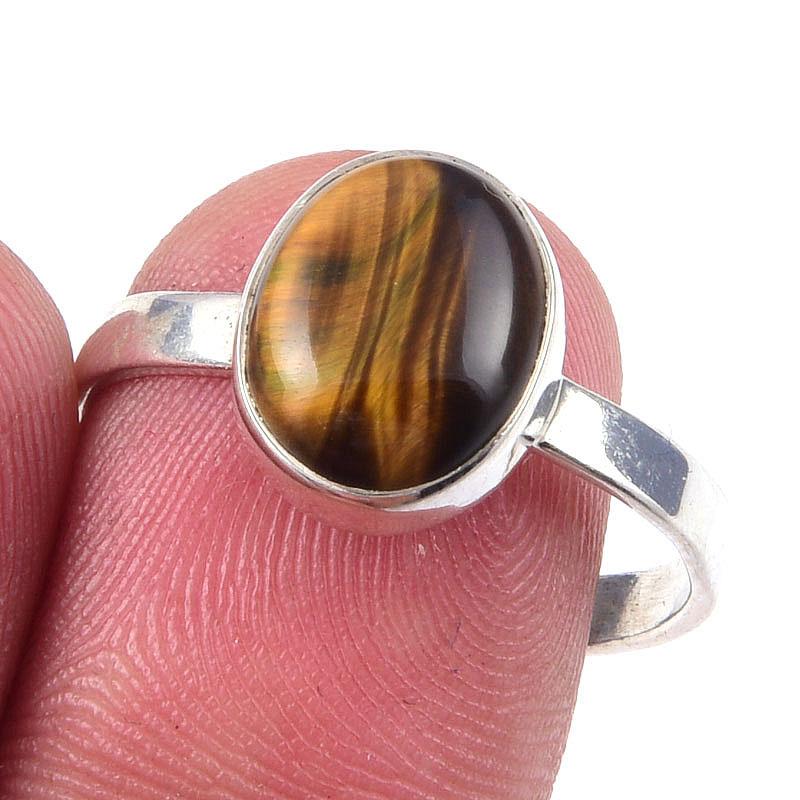 

Кольцо из чистого серебра 925 пробы с натуральным тигровым глазом, размер 9, V1d85