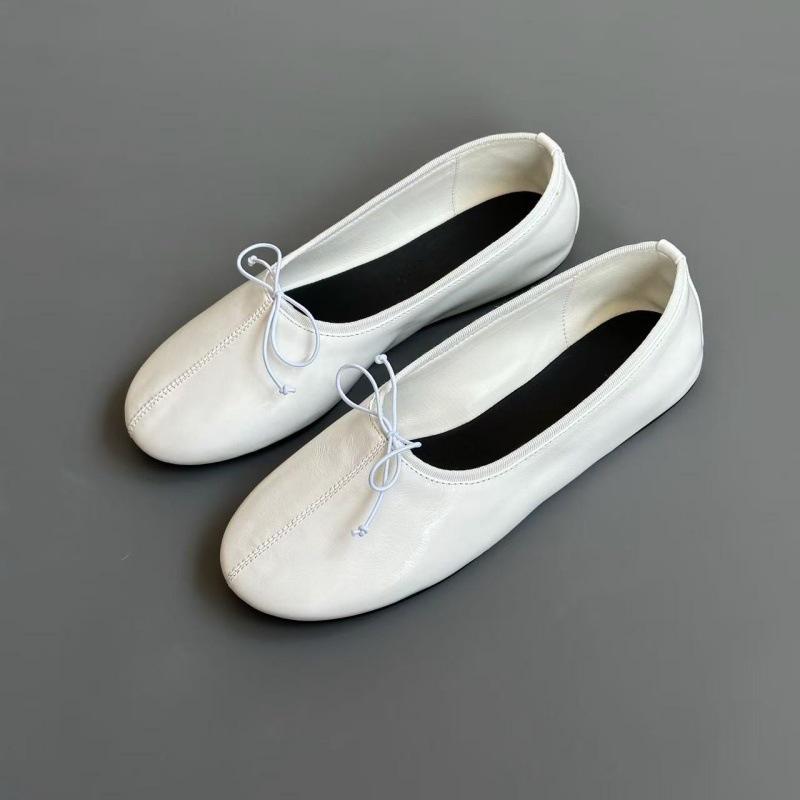 Retro Genuine Leather Round Toe Bow