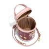New Bear Print Round Tube Mobile Phone Bag Womens Commuter Crossbody Bag Small Size Vintage Style PU Leather Single Shoulder Bag
