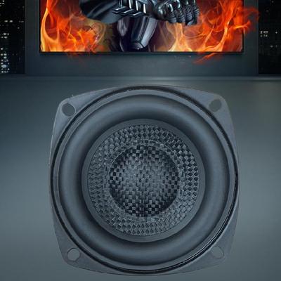 25W 3" Square Bass Speaker Shockproof Metal Rubber Body HiFi Sound System Glass Fiber Woven Woofer
