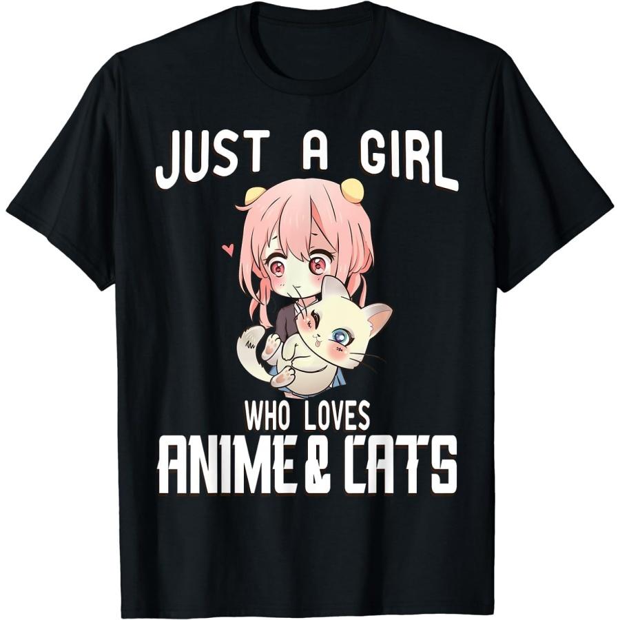 EdvenA Just a Girl who Loves Anime and Cats Lover for Teen T-Shirt (Black, XL) XXXXXL разноцветный