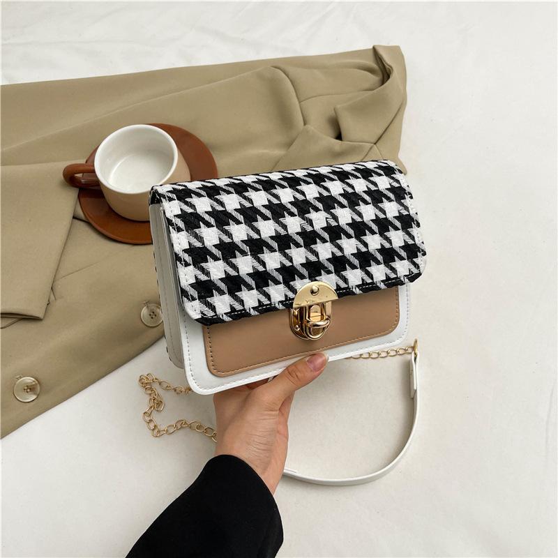 Fashionable and Casual Straw-woven Small Fresh and Fashionable Handbag New Style Personality Contrasting Small Square Bag for Women
