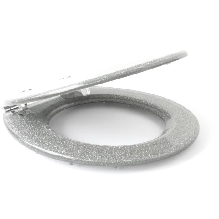 Abattant WC - GELCO DESIGN - Frein de chute magnétique - Gris pailleté