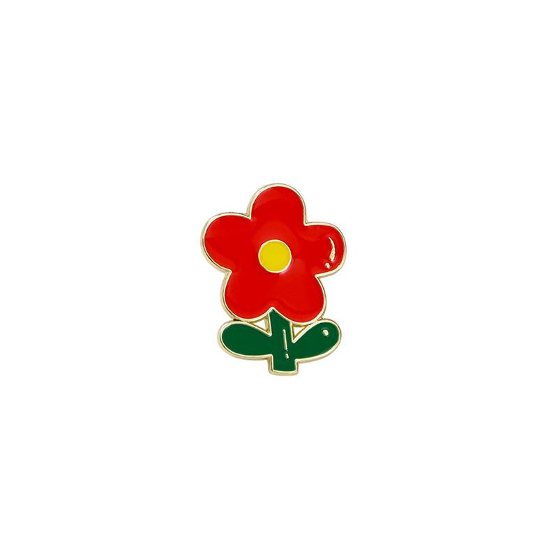 Cute Plant Little Safflower Badge Four Leaf Clover Green Leaf Red Plum Blossom Alloy Oil Drip Brooch