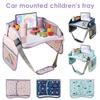 Carseat Table Tray for Kids Polyester Toddler Travel Lap Desk and Organizer with Padded Shoulder Strap Baby Safety Seat Fence