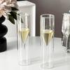 Double Wall Champagne Glasses - Elegant Crystal-Design Tulip & Flute Cups for Weddings, Cocktails & Toast, Shatter-Resistant