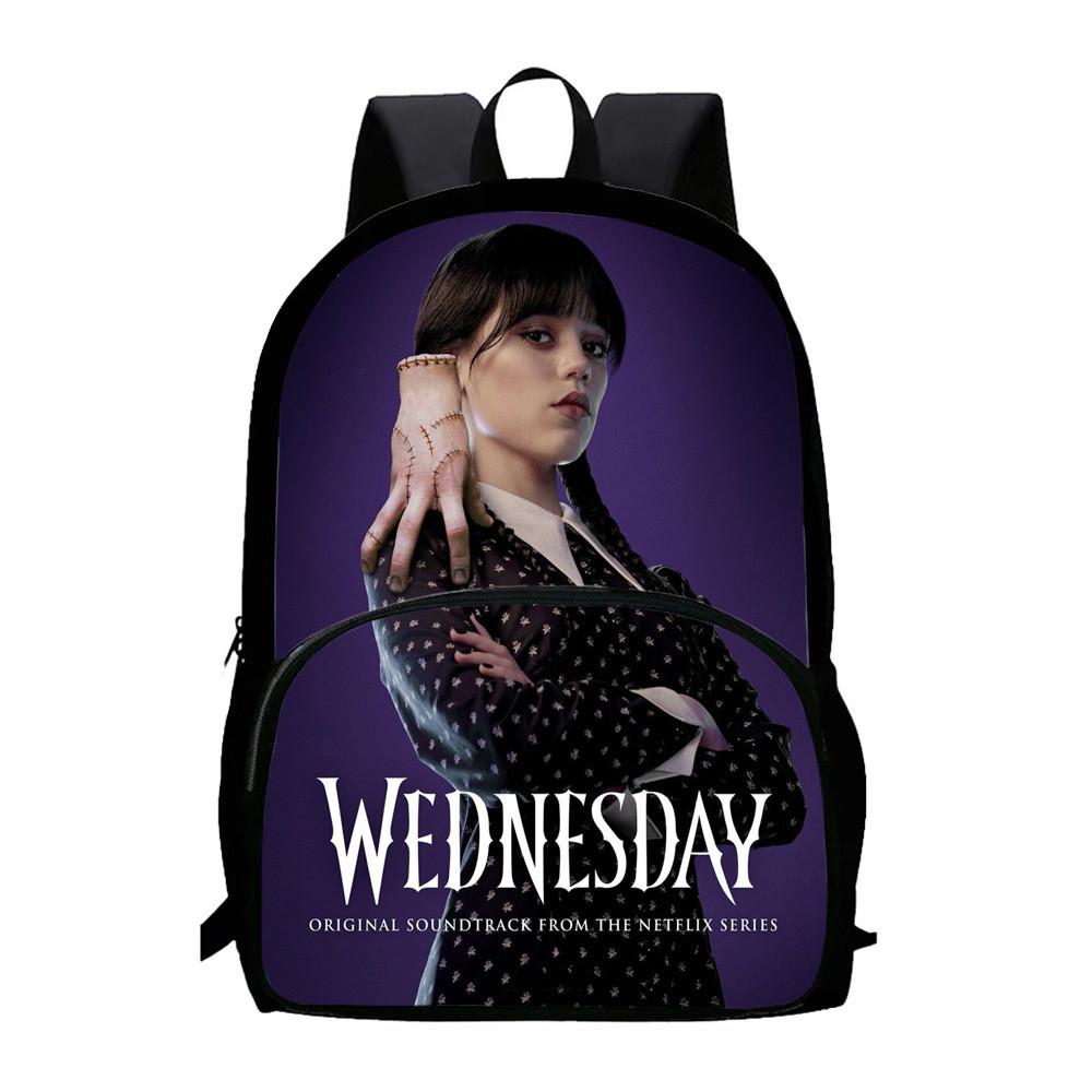 Wednesday Addams Print Backpack With Large Capacity Oxford Fabric School Bag For Teens