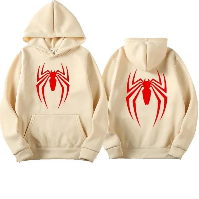 2025 New Men's Hoodie Street Fashion Spider Print Sweatshirt Fleece Ladies Casual Funny Loose Hoodie Spiderman Men's Clothing