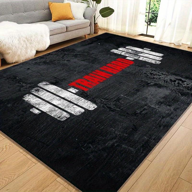 Tappeto Area Manubri Allenamento Intenso Stampa Fitness Palestra Tappetino Antiscivolo per Palestra di Casa Soggiorno Sala Allenamento Tappeto Decorazione Sportiva