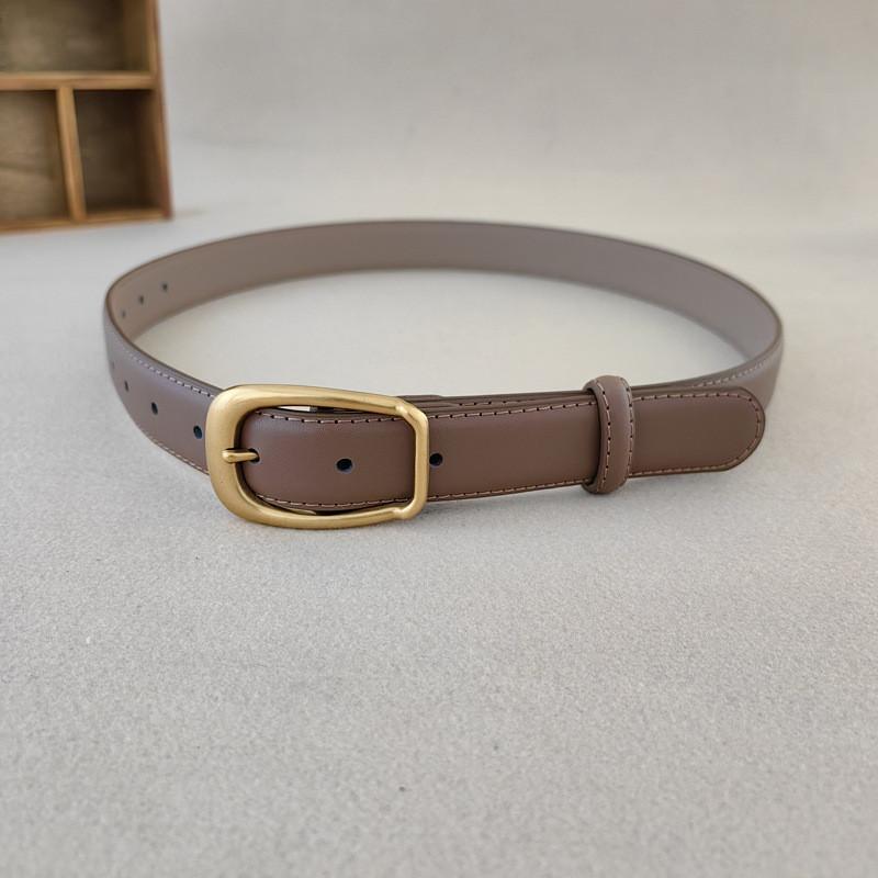 Simple Twoply Leather Belt With Alloy Fastener For Casual Office Wear