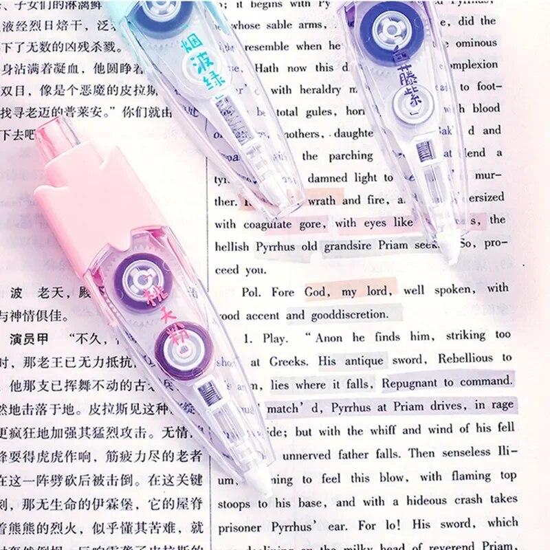 1 bucată de bandă de corecție pentru marker, serie de culori solide, bandă de corectare pentru articole de papetărie, bandă de corectare decorativă pentru album de însemnări pentru student, 1 bucată