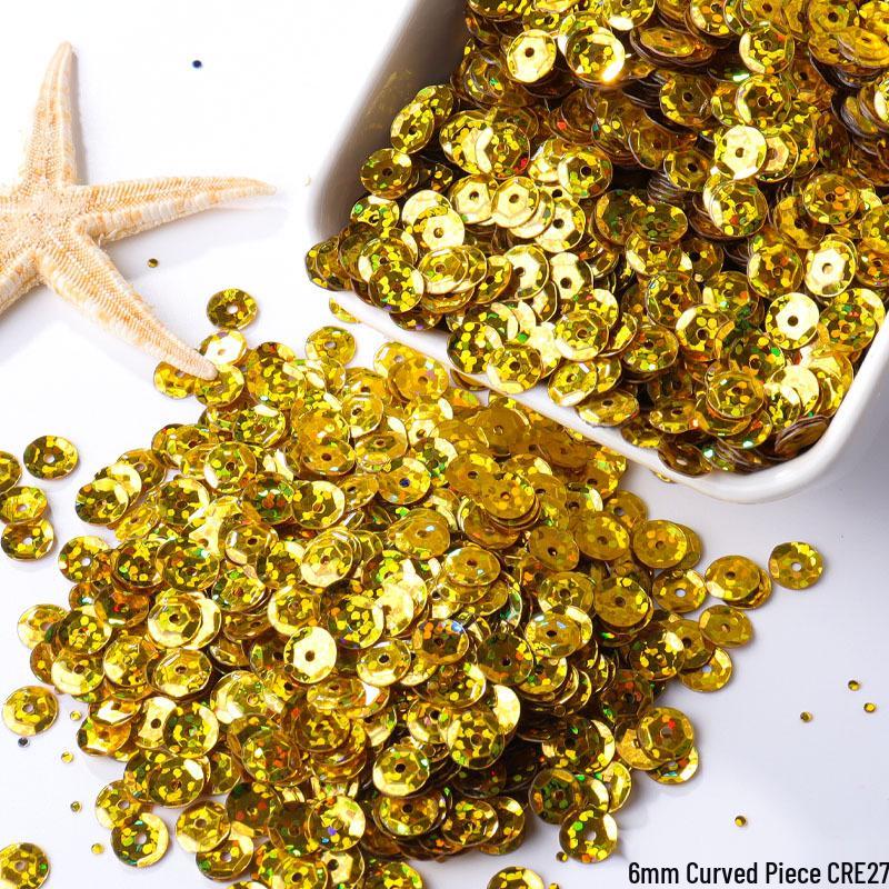 6mm Iridescent Silver Sequins: Laser Embossed Curved Pieces for DIY Embroidery, Wedding Dress Accessories, and Craft Ornaments.