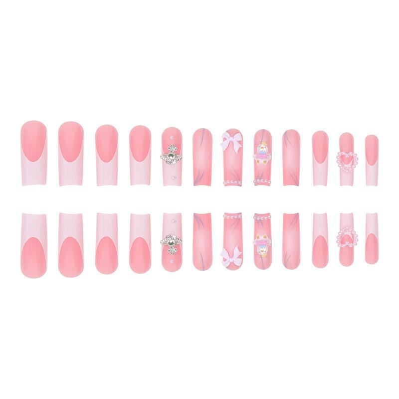 Sweet Candy Style Removable Press-On Nails Gel Adhesive Or Jelly Glue Aesthetic Nail Tips Women