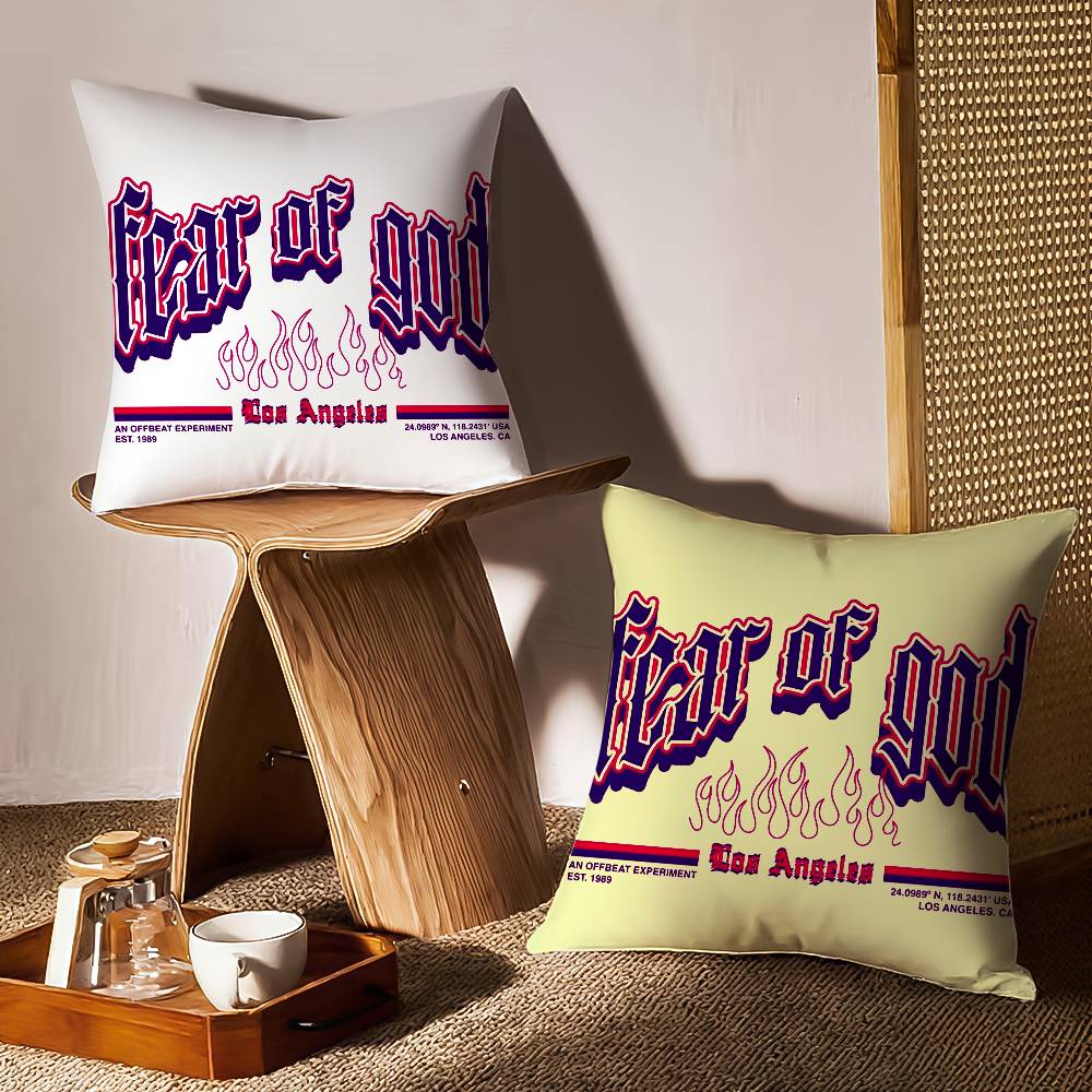 F-Fear of G-God Pillow Case Sofa and Living Room Decorative Cushion Covers Dust-proof and Mite-proof Invisible Zipper