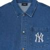New MLB New York Yankees Denim Coopers Mega Logo New York Yankees Denim Shirts Shirt Unisex Blue 3ADRB0144-50INS