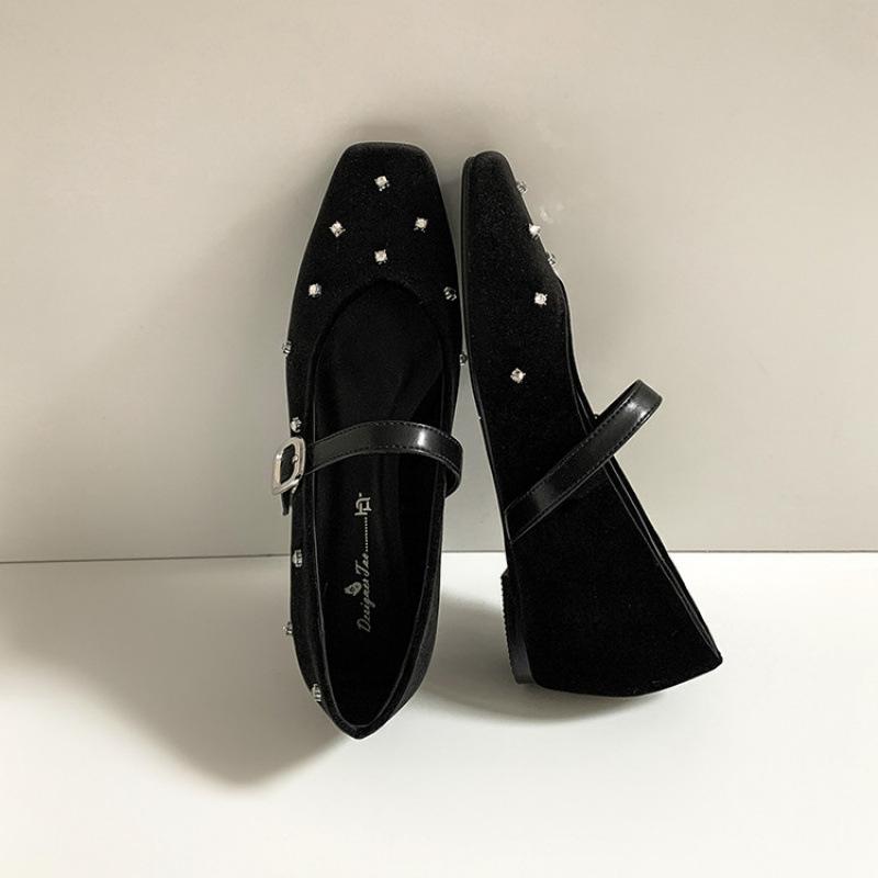 

New women s sheepskin single shoes non-slip beef tendon soft sole buckle comfortable and fashionable leather women s shoes casual four-season sin 39 чёрный