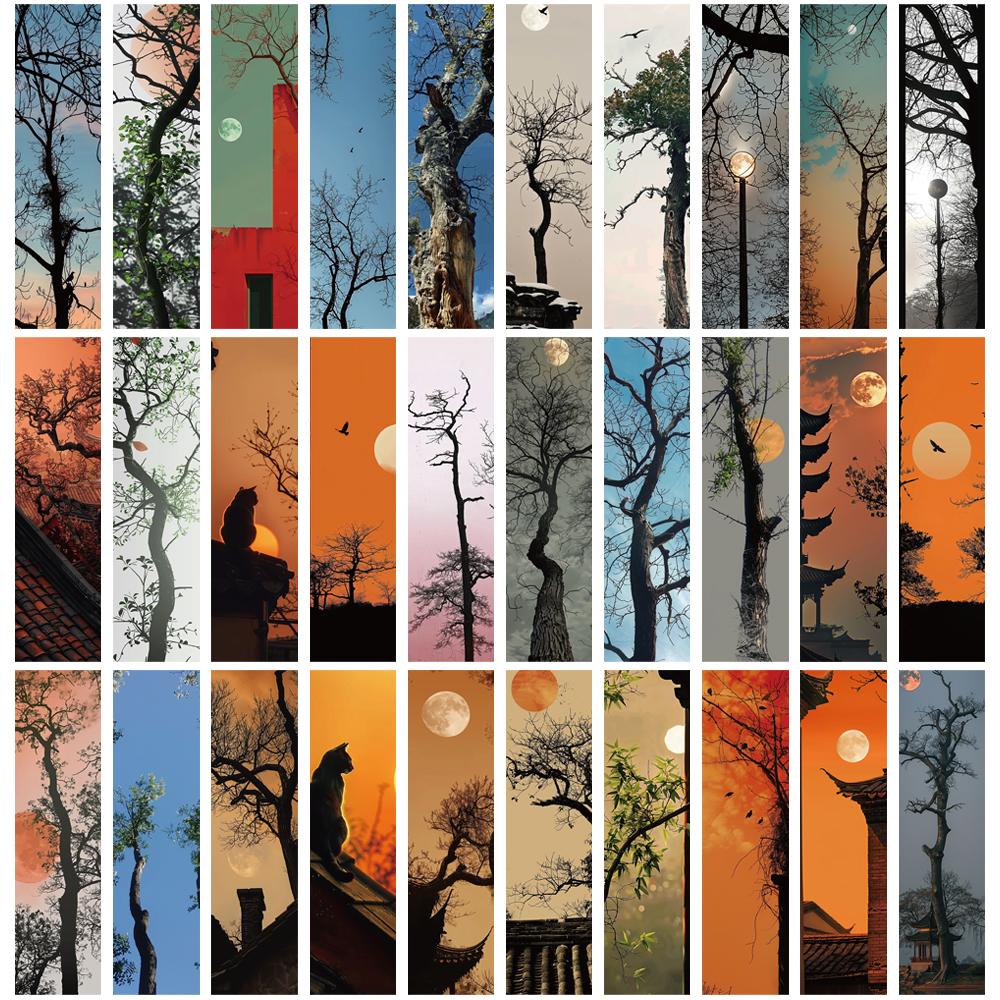 

30PCS A withered Tree Comes To Life Again Bookmarks Nostalgia Cartoon Laptop Retro Gift Creative Living Room Unique Durable