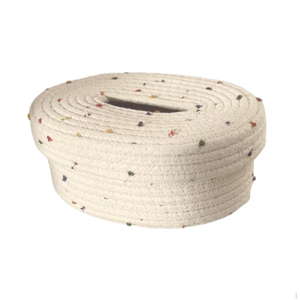 Cotton Rope Tissue Box, Holder, Decorative Case, Dispenser, Box Cover for Home,