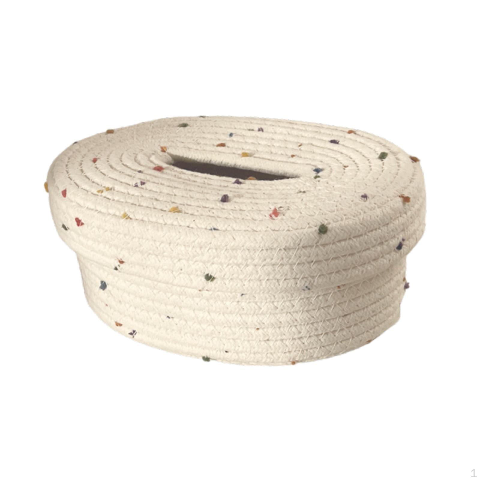 

Коробка для салфеток из хлопковой веревки, держатель, декоративный чехол, диспенсер, крышка для коробки для дома, White with Dot