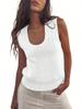 Women's Ribbed Knit Sweater Vest Sleeveless Scoop Neck Summer Casual Tank Top