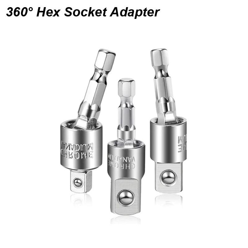 Angle Drill Chuck 105 Degree Attachment Hex Socket Adapter Extension Set Power Tool Driver Rotatable Screwdriver Bit Holder Nut