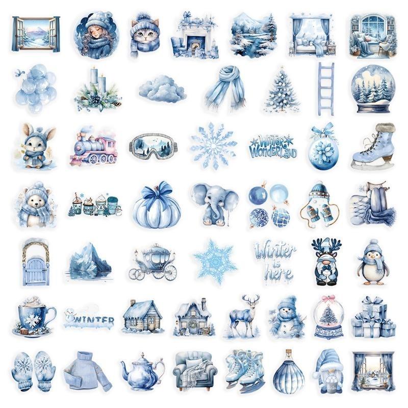 50Pcs Cute Cartoon Blue Winter Graffiti Stickers Decoration Decals Laptop Notebook Phone Stationery Scrapbooking Sticker