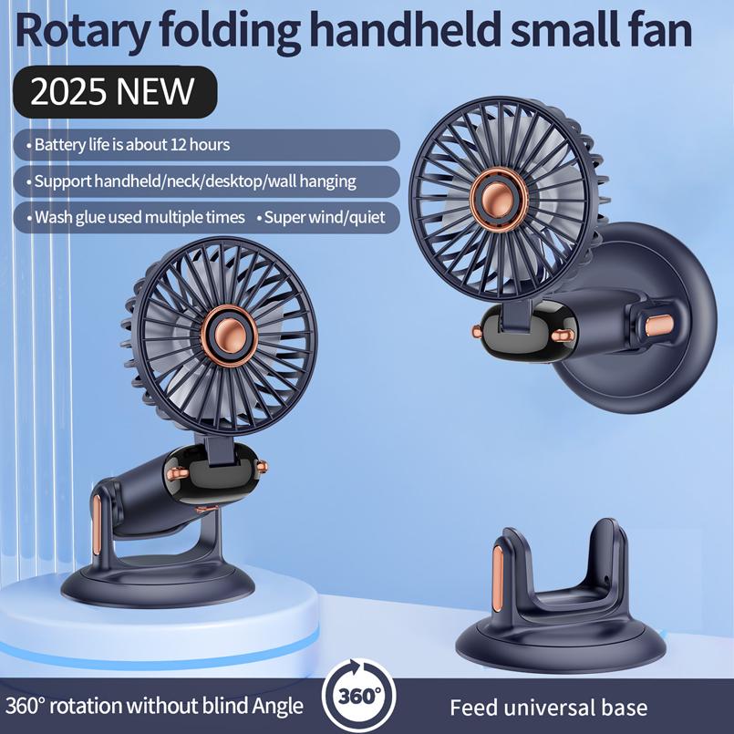 Handheld Mini Fan 3000mAh Foldable Portable Desk Outdoor Neck Hanging 5 Speed USB Rechargeable Fan Phone Stand Display Screen